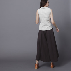 手工棉麻寬擺褲裙 - 深灰 Classic wide leg culotte trousers - Taupe 第3張的照片