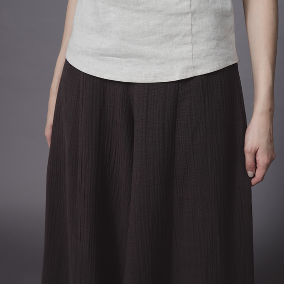 手工棉麻寬擺褲裙 - 深灰 Classic wide leg culotte trousers - Taupe 第5張的照片