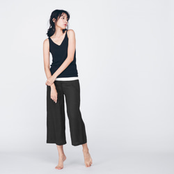 亞麻七分褲 - 黑 Signature cropped straight-leg pants - Black 第1張的照片