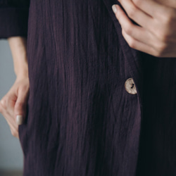 單釦長版大衣 - 紫 Single button long coat - grape 第6張的照片