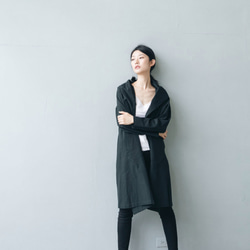 復古赫本大衣 - 黑 Hooded Raglan Coat - Black 第3張的照片