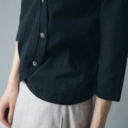 弧形七分袖上衣 - 黑 Curvy design 3/4 length sleeve cardigan -  Black 第6張的照片