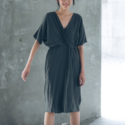 希臘扭結洋裝 - 墨綠 Twist front midi dress - Pine green 第2張的照片