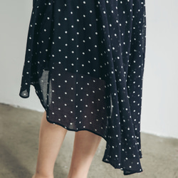 法式拼片裙 - 點點 Lined asymmetric midi skirt - Dots 第5張的照片