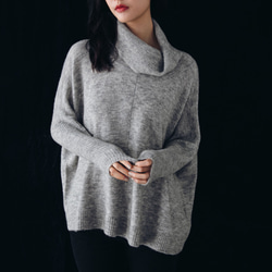 牧羊人垂領羊毛衣 - 霧灰 Knitted roll neck jumper - Misty gray 第1張的照片