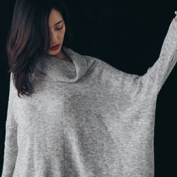 牧羊人垂領羊毛衣 - 霧灰 Knitted roll neck jumper - Misty gray 第6張的照片