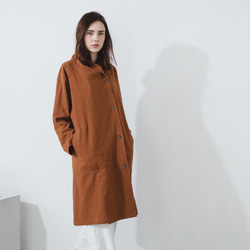 復古赫本大衣 - 褐 Hooded Raglan Coat - Mahogany 第2張的照片