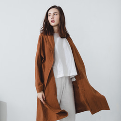 復古赫本大衣 - 褐 Hooded Raglan Coat - Mahogany 第3張的照片