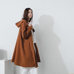 復古赫本大衣 - 褐 Hooded Raglan Coat - Mahogany 第6張的照片