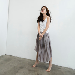 法式拼片裙 - 紫丁香 Lined asymmetric midi skirt - Soft lilac 第2張的照片