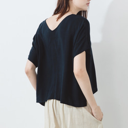 V領寬袖上衣 - 海軍藍 V neck drop shoulder top - Navy 第1張的照片