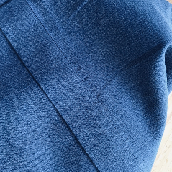 斜繫帶直筒褲 - 藍 Tie-front straight-leg pants - Navy 第4張的照片
