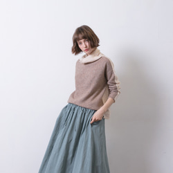 雙色兩穿毛衣 - 裸 Two-tone two-way knit - Nude/ Tea 第5張的照片