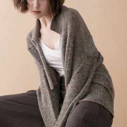 捲邊毛海罩衫 - 奶茶灰 Curly mohair cardigan - Tea & gray 第5張的照片