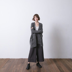 束袖長版針織外套 - 墨灰 Long open-front slouchy cardigan - charcoal 第2張的照片