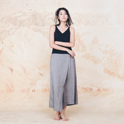 手工棉麻低襠褲裙 - 人字織紋 Handmade drop-crotch culottes - Herringbone 第2張的照片