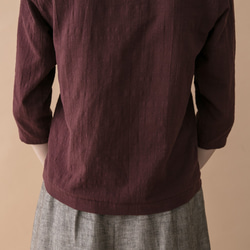 弧形七分袖上衣 - 酒紅 Curvy design 3/4 length sleeve cardigan - Burgu 第2張的照片