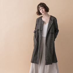 風衣式無領大衣 - 人字紋 Trenchcoat-style collarless coat - herringbone 第1張的照片