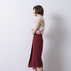 大釦修身裙 - 經典紅 Big button wrap midi pencil skirt - Crimson 第3張的照片