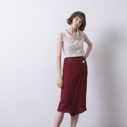 大釦修身裙 - 經典紅 Big button wrap midi pencil skirt - Crimson 第7張的照片