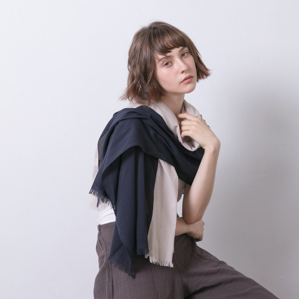 純棉雙色圍巾 - 銀河夜空 Two-tone cotton scarf - Milky way 第1張的照片