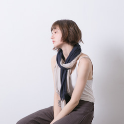 純棉雙色圍巾 - 銀河夜空 Two-tone cotton scarf - Milky way 第3張的照片