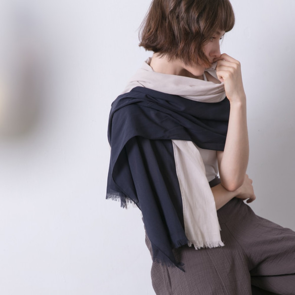 純棉雙色圍巾 - 銀河夜空 Two-tone cotton scarf - Milky way 第6張的照片