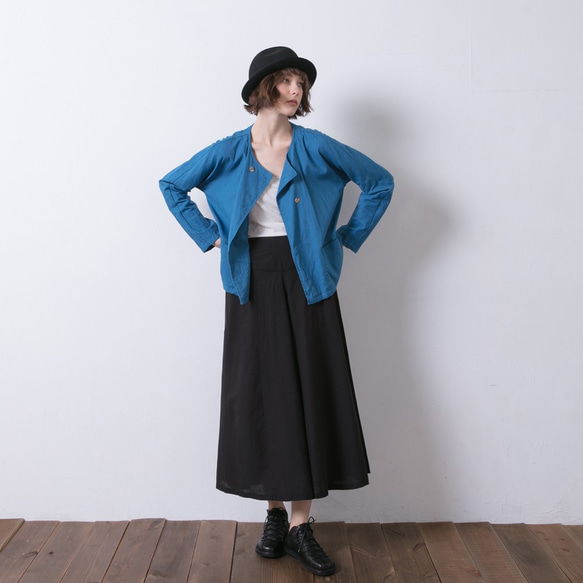 雙排釦口袋短外套 - 蔚藍 Double column button jacket - Cobalt blue 第2張的照片