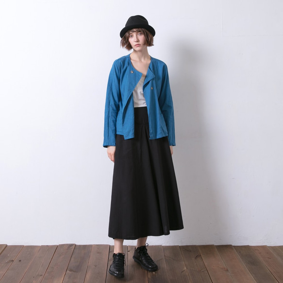 雙排釦口袋短外套 - 蔚藍 Double column button jacket - Cobalt blue 第4張的照片