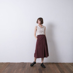 前片綁帶褲 - 酒紅 Faux-wrap wide-leg pants - Burgundy 第5張的照片