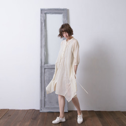 七分袖細褶洋裝 - 珍珠白 Pleated 3/4 length sleeve 2 way dress - Pearly 第2張的照片