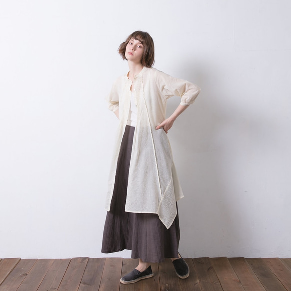 七分袖細褶洋裝 - 珍珠白 Pleated 3/4 length sleeve 2 way dress - Pearly 第10張的照片