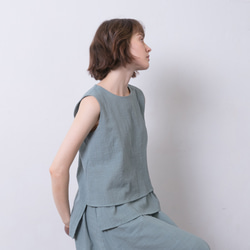 雙層背心 - 粉綠 Sleeveless double layer top  - pastel green 第1張的照片