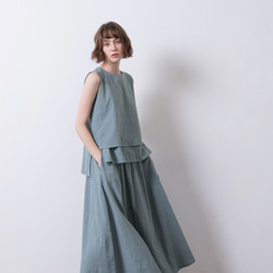 雙層背心 - 粉綠 Sleeveless double layer top  - pastel green 第4張的照片