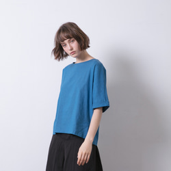 五分摺袖上衣 -- 蔚藍 Crew-neck drop shoulder top - Cobalt blue 第1張的照片