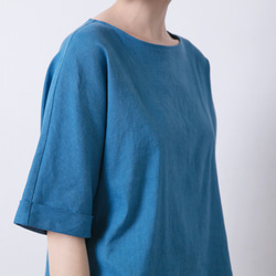 五分摺袖上衣 -- 蔚藍 Crew-neck drop shoulder top - Cobalt blue 第7張的照片