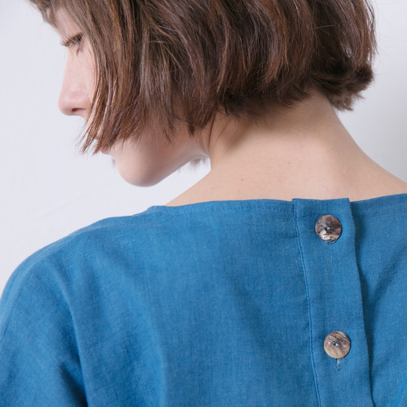 五分摺袖上衣 -- 蔚藍 Crew-neck drop shoulder top - Cobalt blue 第8張的照片