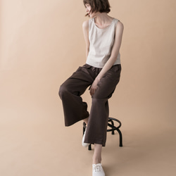 前褶抽繩寬褲 - 可可 Pleated wide-leg pants with drawstrings - Cocoa 第2張的照片