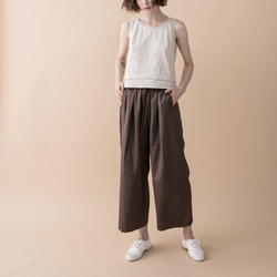 前褶抽繩寬褲 - 可可 Pleated wide-leg pants with drawstrings - Cocoa 第3張的照片