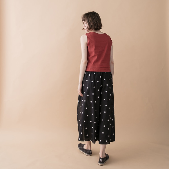 前綁帶開衩褲 - 點點 Wrap-effect tie-front pants - Polka dots 第4張的照片