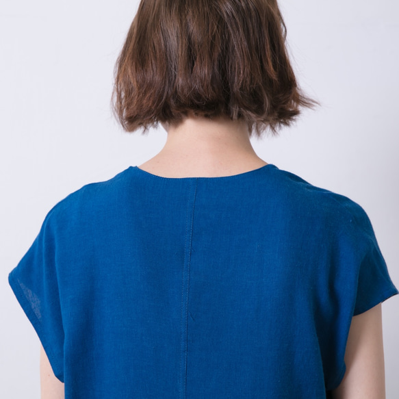 V領落肩上衣 - 藍 V neck top with inverted pleat - Blue 第6張的照片
