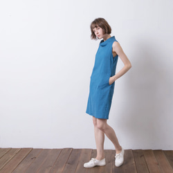 幾何翻領洋裝 - 蔚藍 High-neck shift dress - Cobalt blue 第3張的照片