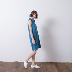 幾何翻領洋裝 - 蔚藍 High-neck shift dress - Cobalt blue 第4張的照片