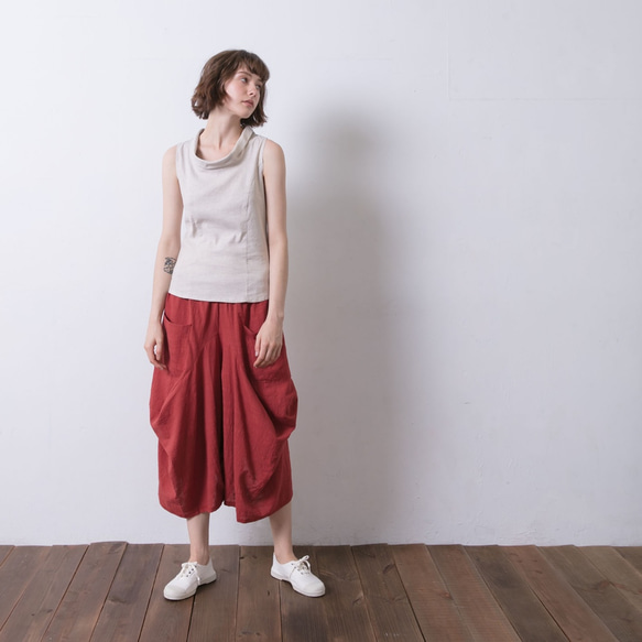 兩穿札哈哈蒂寬褲 - 熱帶橙 Voluminous cropped pants - Tropical Ora 第4張的照片