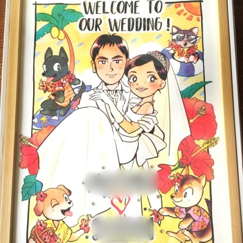 格安☆オーダーメイド】コミック・漫画風似顔絵ウェルカムボード