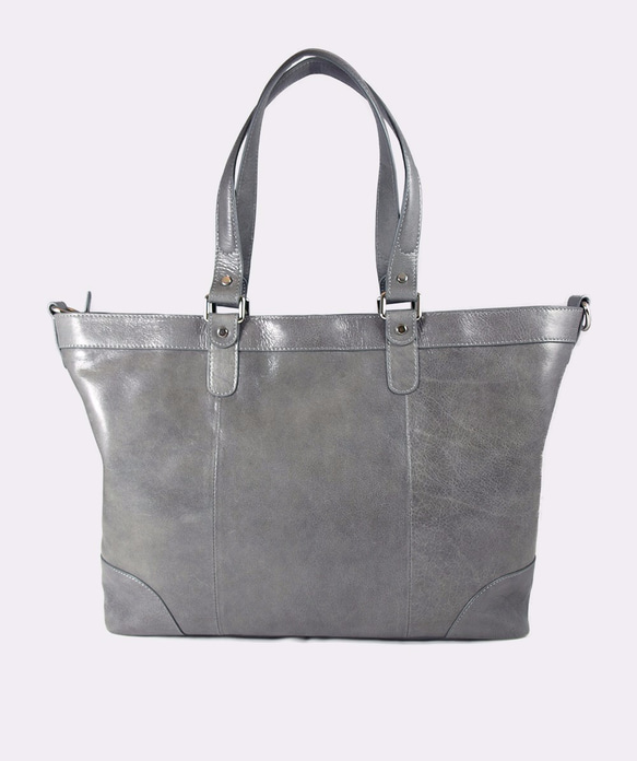 UN1 Large Laptop Leather Tote – Frost Gray 9枚目の画像