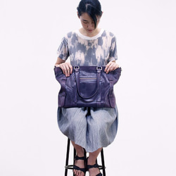 UN1 Large Laptop Leather Tote – Purple Reign 1枚目の画像