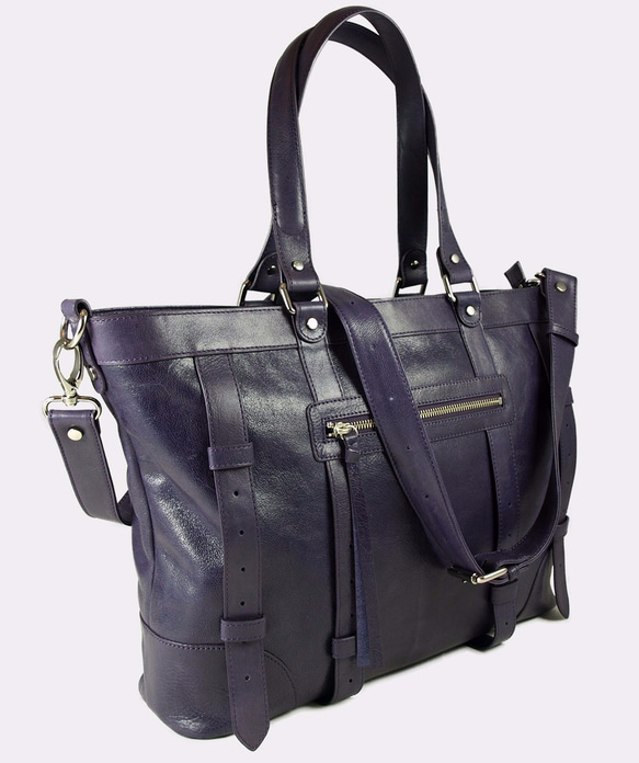 UN1 Large Laptop Leather Tote – Purple Reign 7枚目の画像