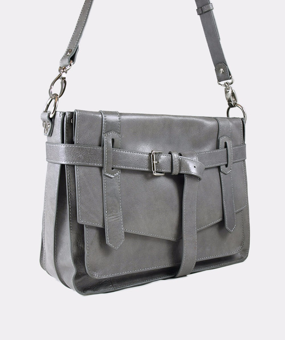 KAY Classic Leather Satchel /Crossbody Bag – Frost Gray 1枚目の画像