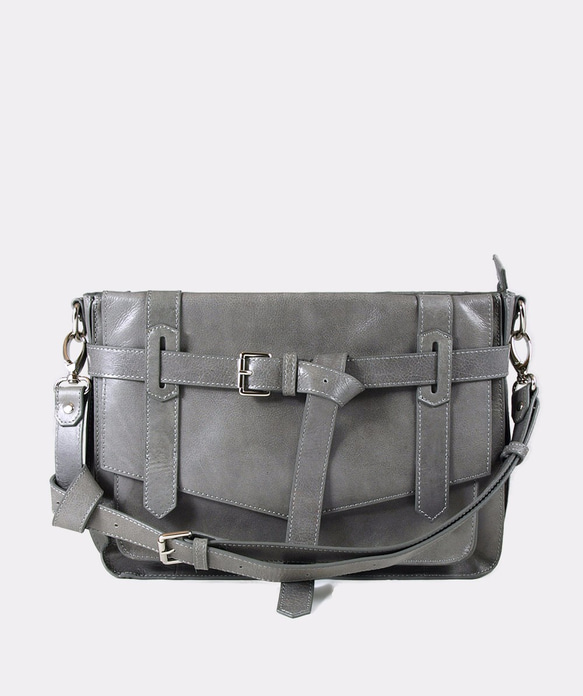 KAY Classic Leather Satchel /Crossbody Bag – Frost Gray 2枚目の画像